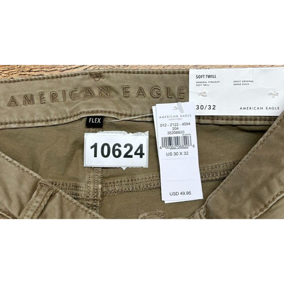 American Eagle Pants Mens 30X32 Tan Actual 30X31 Flex Soft Twill Straight NWT - Picture 8 of 8